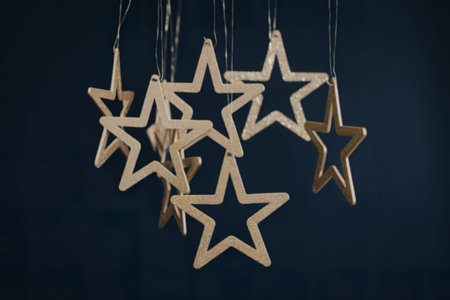 a set ornament with gold stars.