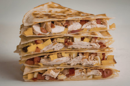 A photo of a stack of quesadillas