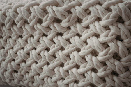 A close-up photograph of white knitted fabric