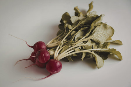 A photo of a bunch of fresh radishes