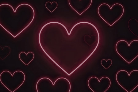 multiple glowing neon pink heart