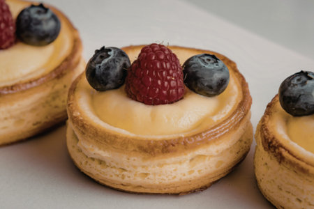A photo of three round pastries
