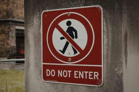 a red signboard with a prohibition symbol