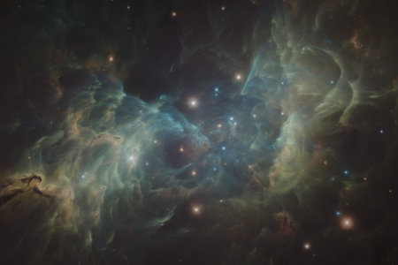 green and blue nebulas swirl