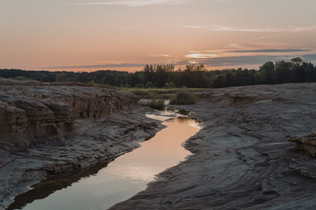 A serene landscape photo during sunset