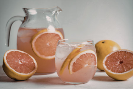 A photo of a summer refreshing grapefruit drinkの写真素材
