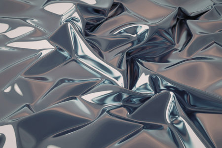 A close-up photograph of a highly reflective metallic surfaceの写真素材