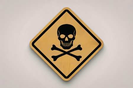 a diamond-shaped hazard warning signの写真素材