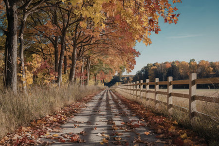 A photo of a picturesque autumn sceneの写真素材