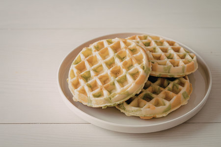 freshly cooked two-color vegetable wafflesの写真素材