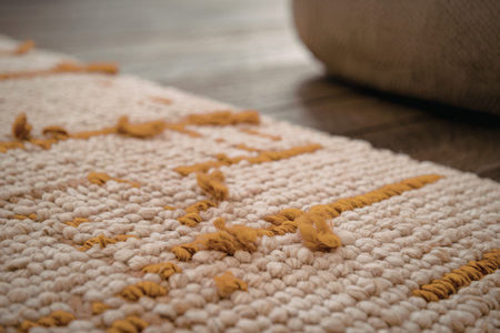 A photo of a close-up view of a textured carpet surfaceの写真素材