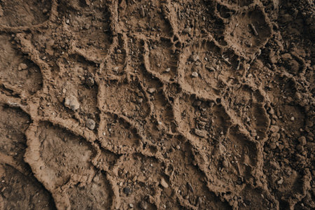 A photo of a close-up view of dry, textured soilの写真素材