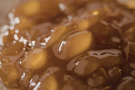 a bowl with pears jam, isolated on white backgroundの写真素材
