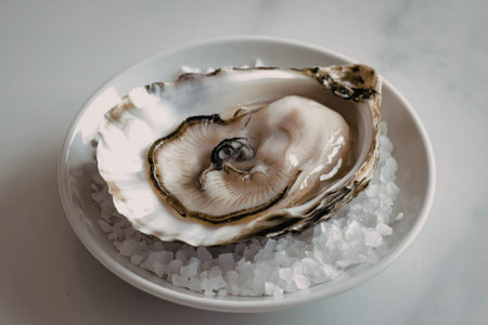A photo of a fresh raw oysterの写真素材
