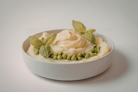 bowl filled with mashed potatoesの写真素材