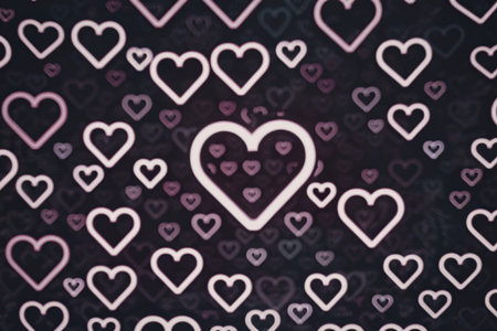 numerous small, neon-pink heartの写真素材