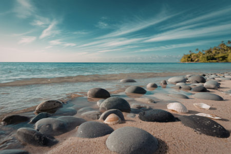 shore of a warm, tropical seaの写真素材