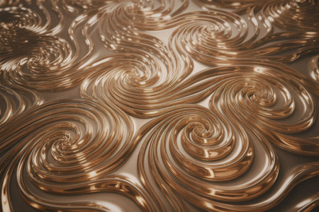 an intricate pattern of swirling golden texturesの写真素材