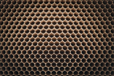 an abstract view of a perfectly hexagonal honeycombの写真素材