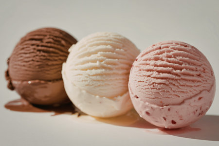 A close-up photograph of perfectly rounded scoops of ice cream