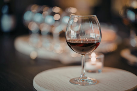 A photo of a red wine glass