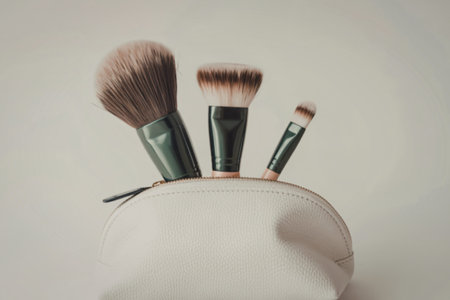 a pristine white makeup bag with a silver zipper