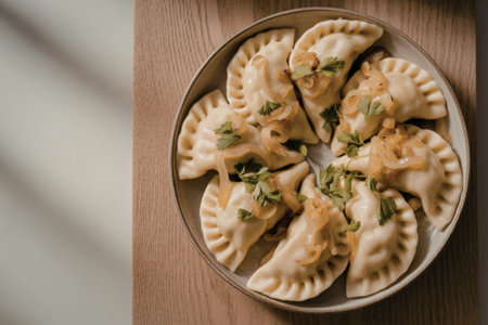 a white plate filled with steamship dumplings