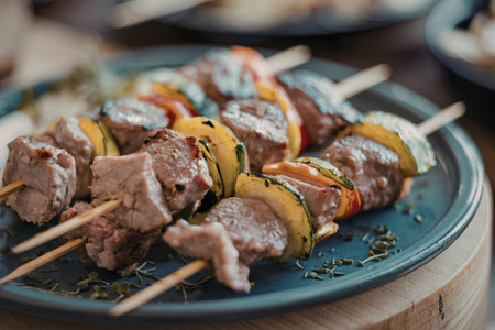 a plate of grilled skewers