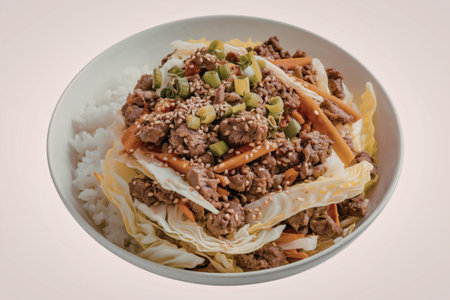 a white bowl containing a vibrant stir-fry mixture