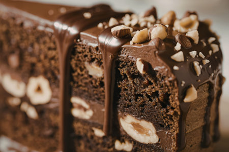 a decadent chocolate cake sliceの写真素材