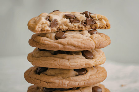 A close-up photograph of a brown chocolate chip cookies