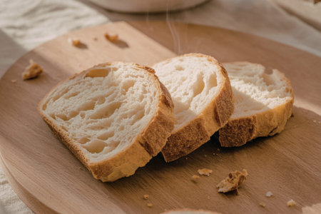 freshly baked artisan bread slices