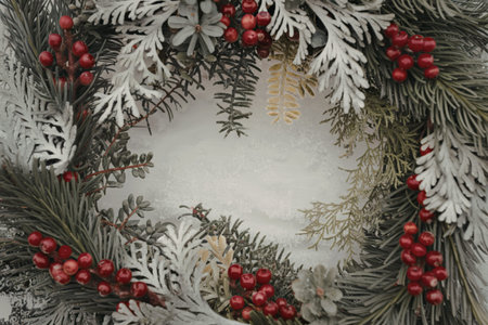 a frame made up of evergreen branches