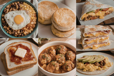 distinct breakfast and brunch dishes