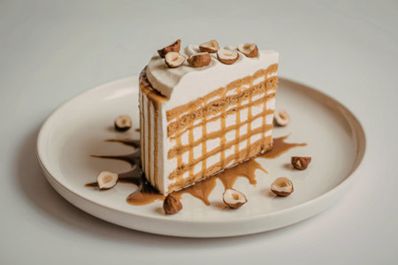 slice of layered caramel cake