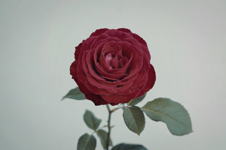 A high-resolution photograph of a single red rose in full bloom