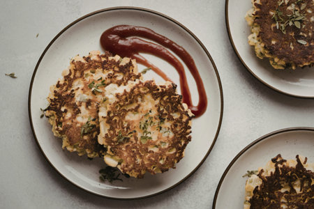 a plate of homemade vegetarian fritters