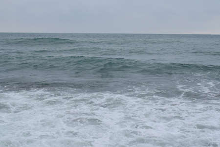 Big waves on the Black Sea. Stone beach. The photo was taken near the resort town of Anapa.の写真素材