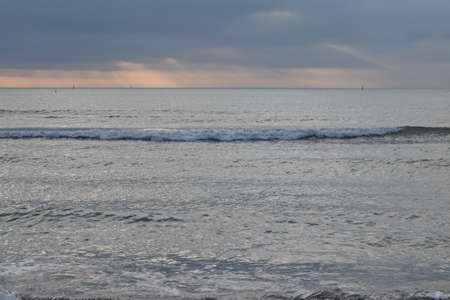 Sandy beach on the Black Sea. The photo was taken in the spring in the resort town of Anapa.の写真素材