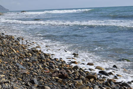 Black sea. Beautiful seascape. Pebble beach. The photo was taken in the spring in the resort town of Anapa.の写真素材