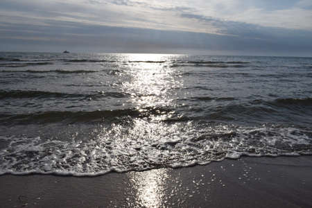 Black sea. Beautiful seascape. Sand beach.の写真素材