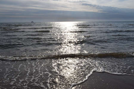 Black sea. Beautiful seascape. Sand beach.の写真素材