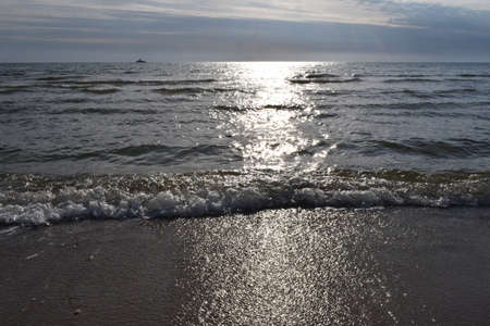 Black sea. Beautiful seascape. Sand beach.の写真素材