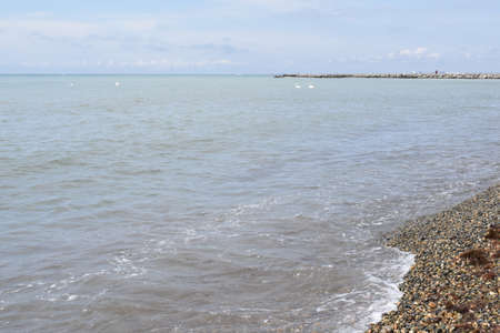 Black sea, pebble beach. Anapa resort town, summer.の写真素材