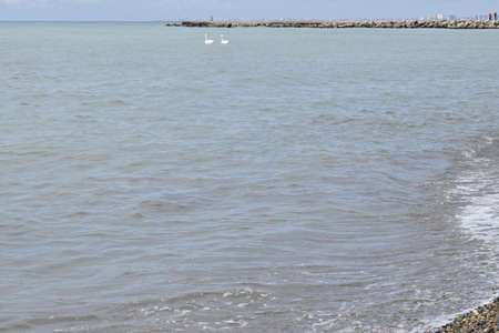 Black sea, pebble beach. Anapa resort town, summer.の写真素材