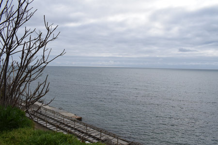 Black Sea. The resort town of Anapa. Russia. Photo taken in spring.の写真素材
