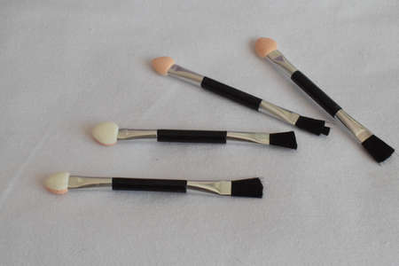 Makeup brush on a white background. The view from the top.の写真素材