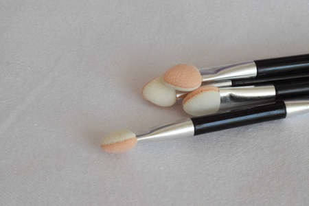 Makeup brush on a white background. The view from the top.の写真素材