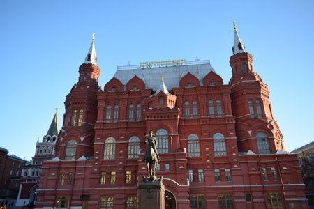 Monument to Marshal Zhukov in front of the Historical Museum, Red Square. Sights of Moscow.のeditorial素材