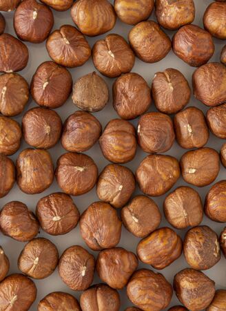 Hazelnut cluster. Hazelnut on the white background.の写真素材